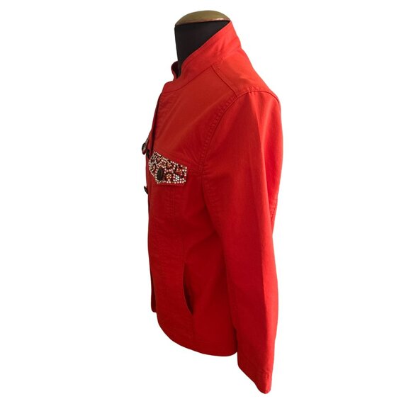 Prosper & Devine Women's Red Studded 3/4 Sleeves Button-Up Jacket Size L - Picture 2 of 9